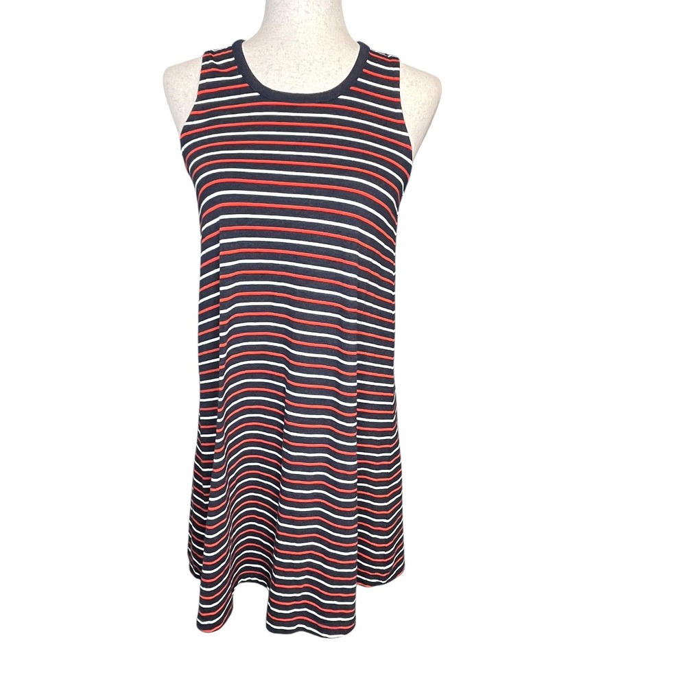 Madewell Striped Tank Dress Women XS Navy Red Nautical Summer Jersey Knit Casual